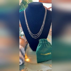 3 strand pewter tone necklace